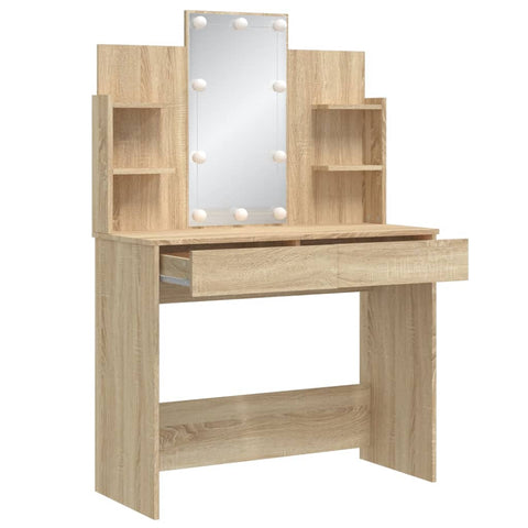 vidaXL Dressing Table with LED Lights Sonoma Oak 96x40x142 cm