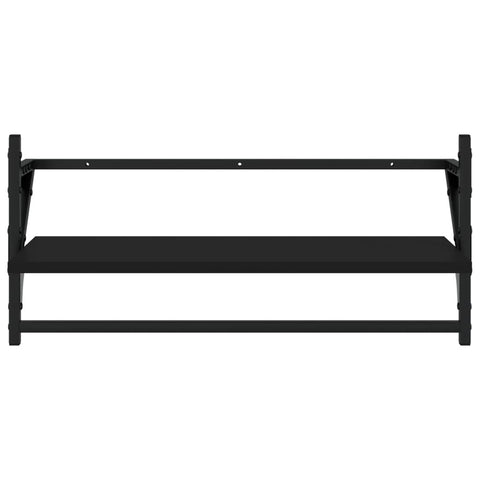 vidaXL 4 Piece Wall Shelf Set with Bars Black Engineered Wood
