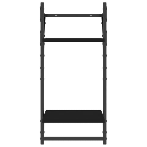 vidaXL 4 Piece Wall Shelf Set with Bars Black Engineered Wood