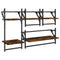 vidaXL 4 Piece Wall Shelf Set with Bars Smoked Oak Engineered Wood