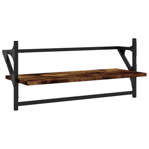 vidaXL 4 Piece Wall Shelf Set with Bars Smoked Oak Engineered Wood