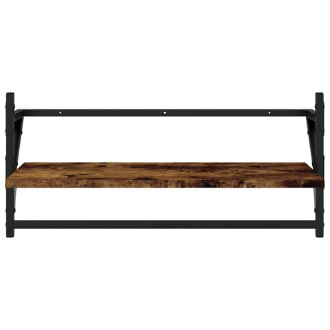 vidaXL 4 Piece Wall Shelf Set with Bars Smoked Oak Engineered Wood