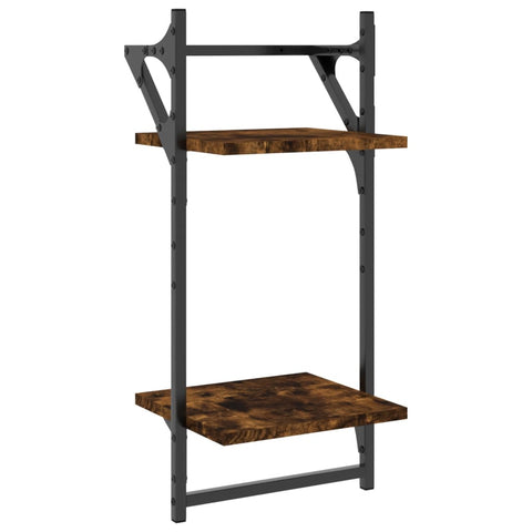 vidaXL 4 Piece Wall Shelf Set with Bars Smoked Oak Engineered Wood