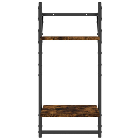 vidaXL 4 Piece Wall Shelf Set with Bars Smoked Oak Engineered Wood