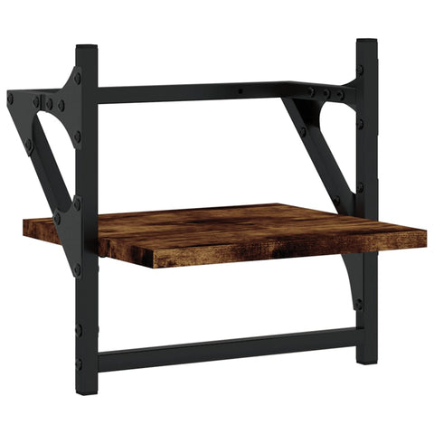 vidaXL 4 Piece Wall Shelf Set with Bars Smoked Oak Engineered Wood