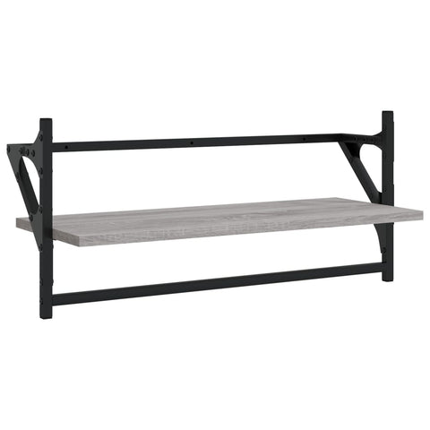 vidaXL 4 Piece Wall Shelf Set with Bars Grey Sonoma Engineered Wood