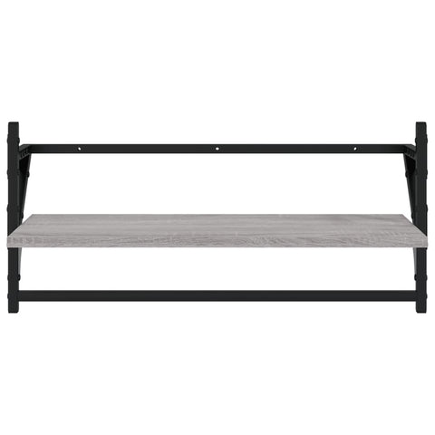 vidaXL 4 Piece Wall Shelf Set with Bars Grey Sonoma Engineered Wood