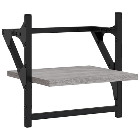 vidaXL 4 Piece Wall Shelf Set with Bars Grey Sonoma Engineered Wood