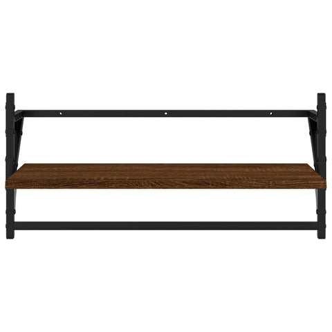 vidaXL 4 Piece Wall Shelf Set with Bars Brown Oak Engineered Wood