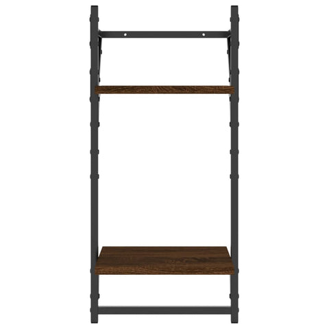 vidaXL 4 Piece Wall Shelf Set with Bars Brown Oak Engineered Wood