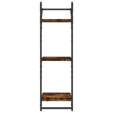 vidaXL 6 Piece Wall Shelf Set with Bars Smoked Oak Engineered Wood