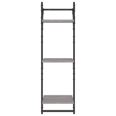 vidaXL 6 Piece Wall Shelf Set with Bars Grey Sonoma Engineered Wood