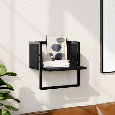 vidaXL Wall Shelf with Bar Black 30x25x30 cm