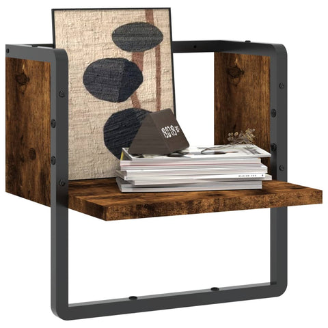 vidaXL Wall Shelf with Bar Smoked Oak 30x25x30 cm