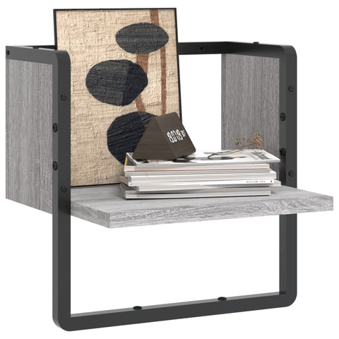 vidaXL Wall Shelf with Bar Grey Sonoma 30x25x30 cm