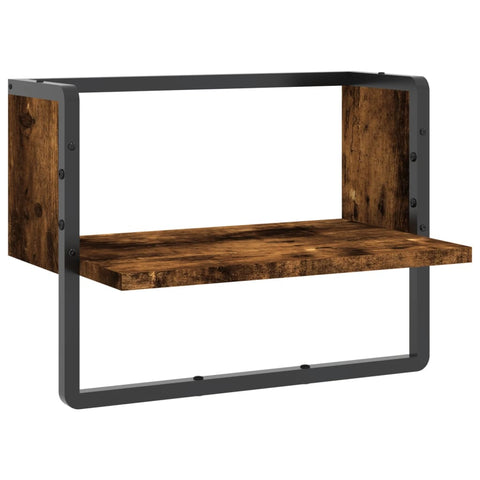 vidaXL Wall Shelf with Bar Smoked Oak 40x25x30 cm