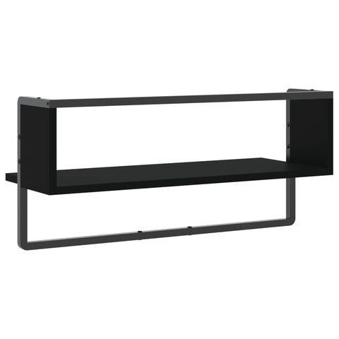 vidaXL Wall Shelf with Bar Black 65x25x30 cm