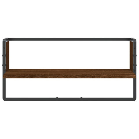 vidaXL Wall Shelf with Bar Brown Oak 65x25x30 cm