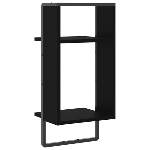 vidaXL Wall Shelf with Bar Black 30x25x65 cm