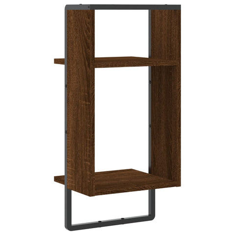 vidaXL Wall Shelf with Bar Brown Oak 30x25x65 cm