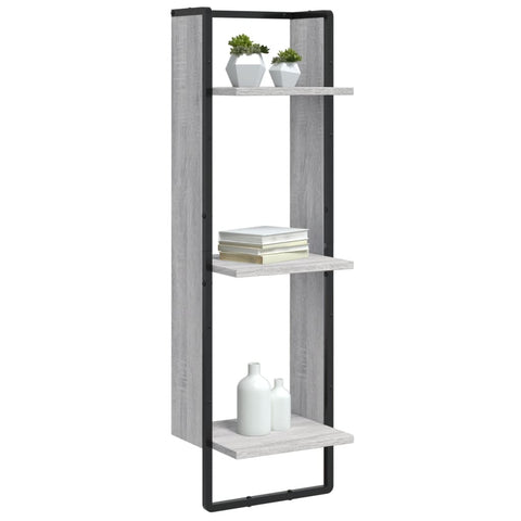 vidaXL 3-Tier Wall Shelf Grey Sonoma 30x25x100 cm Engineered Wood