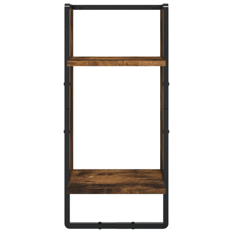 vidaXL 4 Piece Wall Shelf Set with Bars Smoked Oak Engineered Wood
