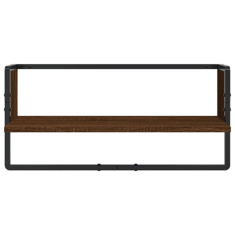 vidaXL 4 Piece Wall Shelf Set with Bars Brown Oak Engineered Wood