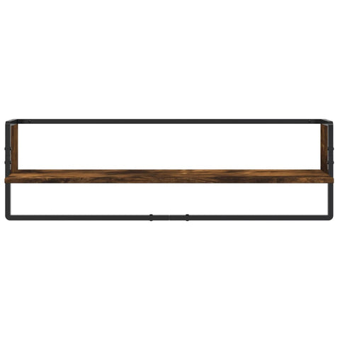 vidaXL 6 Piece Wall Shelf Set with Bars Smoked Oak Engineered Wood