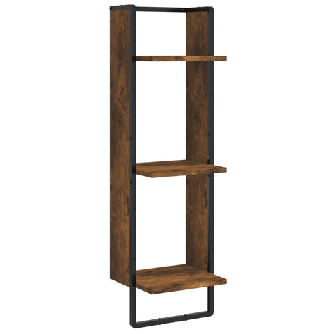 vidaXL 6 Piece Wall Shelf Set with Bars Smoked Oak Engineered Wood