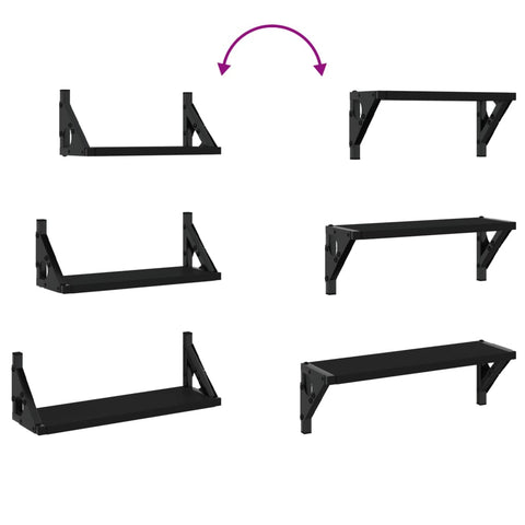 vidaXL 3 Piece Wall Shelf Set Black Engineered Wood