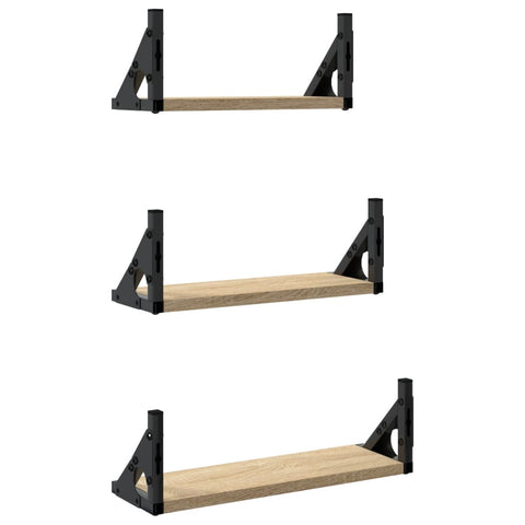 vidaXL 3 Piece Wall Shelf Set Sonoma Oak Engineered Wood