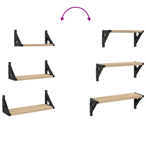 vidaXL 3 Piece Wall Shelf Set Sonoma Oak Engineered Wood