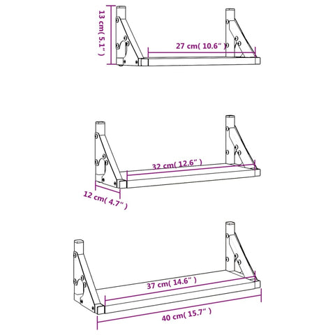vidaXL 3 Piece Wall Shelf Set Sonoma Oak Engineered Wood
