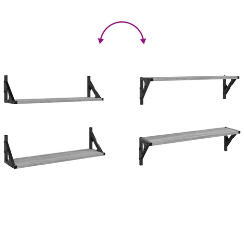 vidaXL Wall Shelves 2 pcs Grey Sonoma 60x15x15.5 cm