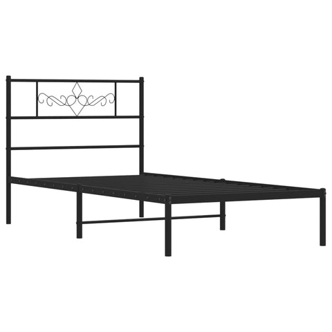 vidaXL Metal Bed Frame without Mattress with Headboard Black 90x200cm
