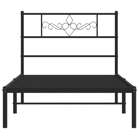 vidaXL Metal Bed Frame without Mattress with Headboard Black 90x200cm
