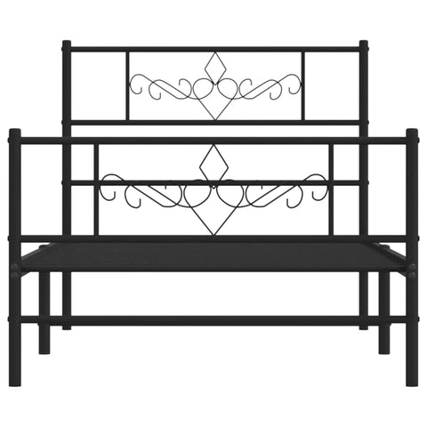 vidaXL Metal Bed Frame without Mattress with Footboard Black 90x200cm