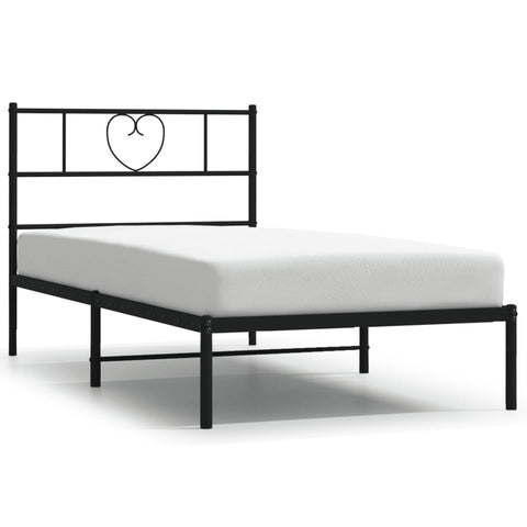 vidaXL Metal Bed Frame without Mattress with Headboard Black 90x200cm