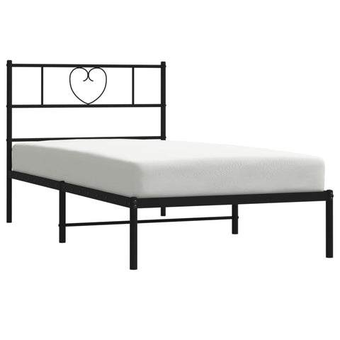 vidaXL Metal Bed Frame without Mattress with Headboard Black 90x200cm