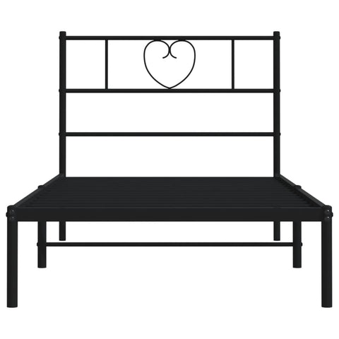vidaXL Metal Bed Frame without Mattress with Headboard Black 90x200cm