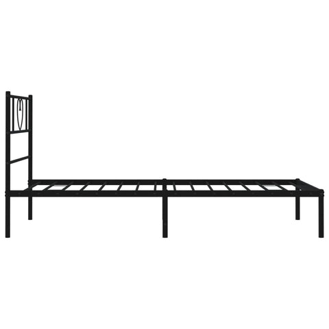 vidaXL Metal Bed Frame without Mattress with Headboard Black 90x200cm