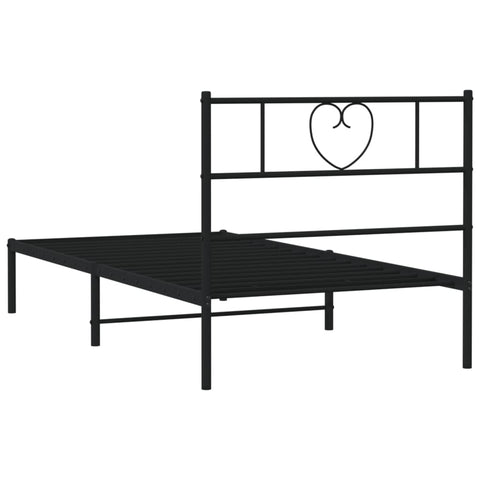 vidaXL Metal Bed Frame without Mattress with Headboard Black 90x200cm