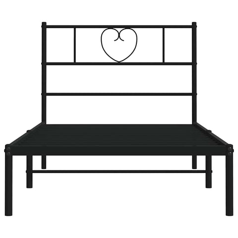 vidaXL Metal Bed Frame without Mattress with Headboard Black 100x190cm