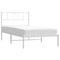 vidaXL Metal Bed Frame without Mattress with Headboard White 90x200cm