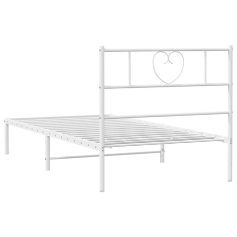 vidaXL Metal Bed Frame without Mattress with Headboard White 90x200cm
