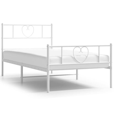 vidaXL Metal Bed Frame without Mattress with Footboard White 90x190cm