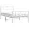 vidaXL Metal Bed Frame without Mattress with Footboard White 90x190cm