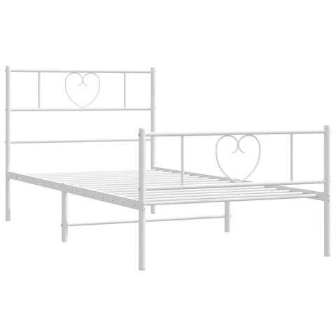 vidaXL Metal Bed Frame without Mattress with Footboard White 90x190cm
