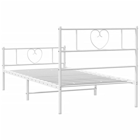 vidaXL Metal Bed Frame without Mattress with Footboard White 90x190cm