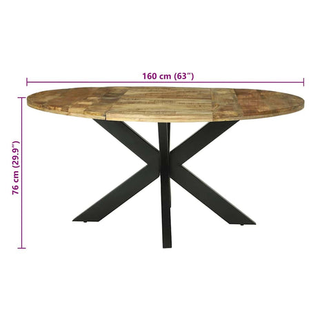 vidaXL Dining Table Black oak 160 x 160 x 76 cm Rough mango wood